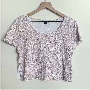 American Eagle Outfitters Floral Ribbed Babydoll Short Sleeve Top Size XL